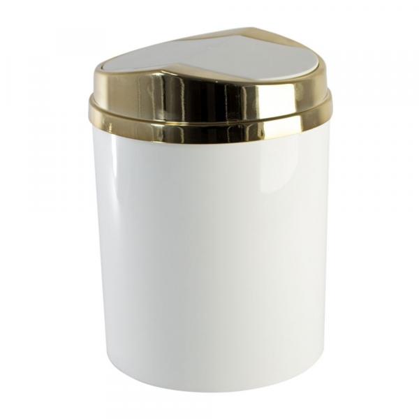 Lixeira Tampa Basculante Dourada 5 Litros Cozinha Banheiro - Wp Connect
