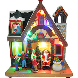 Loja do Papai Noel Iluminada Luz LED em Resina 23cm - Orb Christmas
