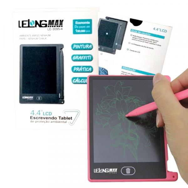 Lousa Mágica 4,4 Polegadas LCD Max Le-3095-4 Lelong Escrever Desenhar Rosa