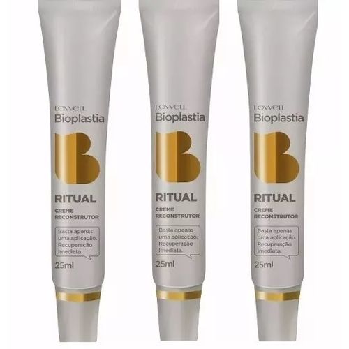 Lowell 3 Unidades Bioplastia Capilar Creme Reconstrutor 25ml