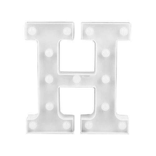 Luminária Branca Decorativa Letra Luminosa Led 3D - Letra H