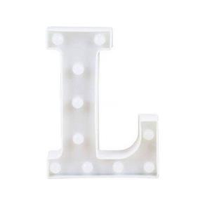 Luminária Branca Decorativa Letra Luminosa Led 3D Letra L