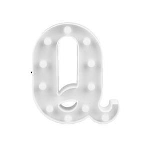 Luminária Branca Decorativa Letra Luminosa Led 3D - Letra Q
