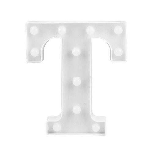 Luminária Branca Decorativa Letra Luminosa Led 3D - Letra T