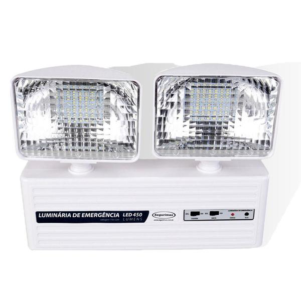 Luminária de Emergência LED 450 Lúmens e 2 Faróis (110V/220V) - Segurimax