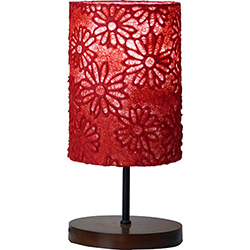 Tudo sobre 'Luminária de Mesa Base Imbuia 2cm Tubo Flor Vermelho - Lampdiez'