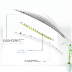 Luminaria de Mesa Touch Sem Fio 14 Leds Articulavel com Clip para Mesa e Bancada com Luz Ajustavel