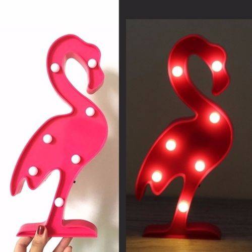 Luminaria Led Flamingo Cisne Decorativa 3d Abajur para Mesa ou Parede