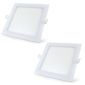Luminária Painel Led Plafon de Embutir Quadrado 18W Branco Frio Kit 2
