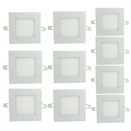 Luminária Led Plafon de Embutir Quadrado 3w Branco Quente Kit 10 - Embutir 3w Bq Q Kit 10