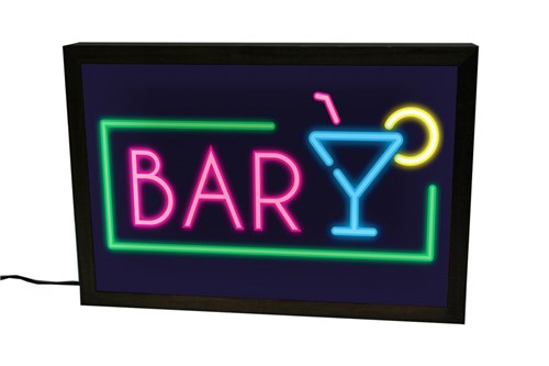Luminária LightBox Neon Preta Bar Prolab Gift