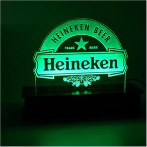 Luminária Luminoso Led Decorativa Heineken em Acrílico Bar