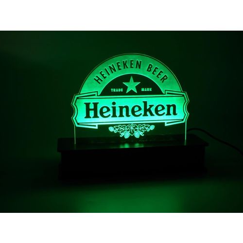 Luminaria Luminoso Led Decorativa Heineken em Acrilico Bar