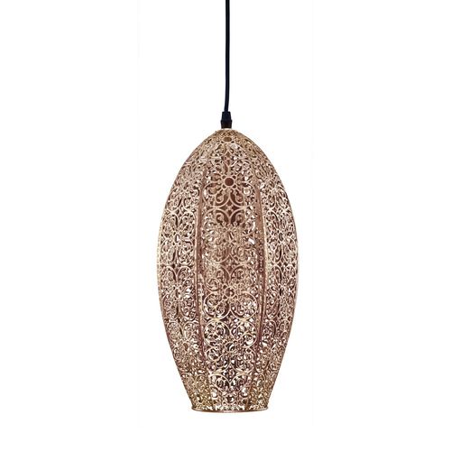 Luminária Lustre Pendente Antigo 17x37x17cm Metal Cobre