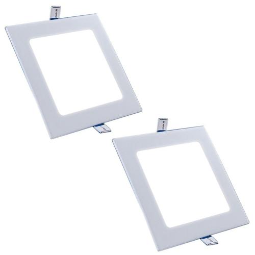 Luminária Painel Led Plafon de Embutir Quadrado 12w Branco Frio Kit 2