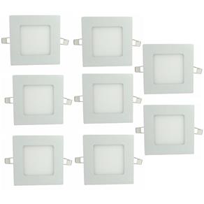 Luminária Painel Led Plafon de Embutir Quadrado 3W Branco Frio Kit 8