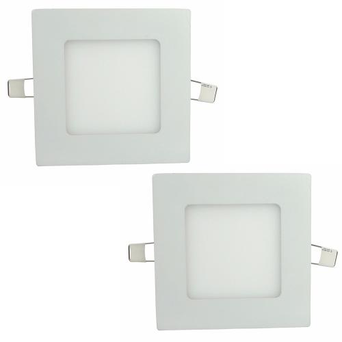 Luminária Painel Led Plafon de Embutir Quadrado 6w Branco Frio Kit 2