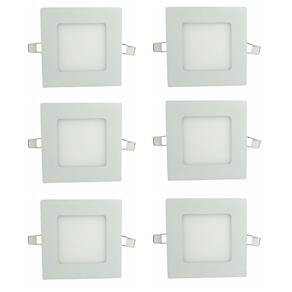 Luminária Painel Led Plafon de Embutir Quadrado 3W Branco Frio Kit 6