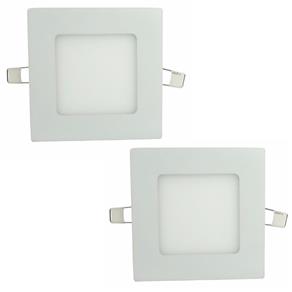 Luminária Painel Led Plafon de Embutir Quadrado 3W Branco Quente Kit 2