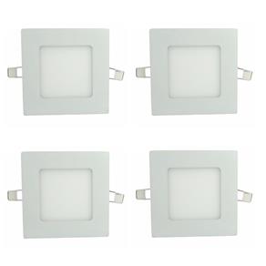 Luminária Painel Led Plafon de Embutir Quadrado 3W Branco Frio Kit 4