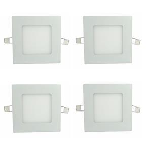 Luminária Painel Led Plafon de Embutir Quadrado 3W Branco Frio Kit 4