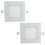 Luminária Painel Led Plafon de Embutir Quadrado 3w Branco Quente Kit 2 - Embutir 3w Bq Q Kit 2