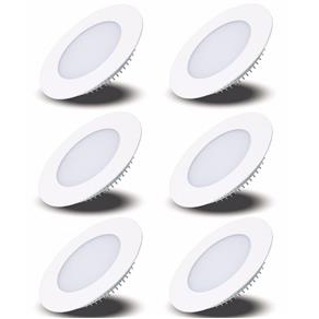 Luminária Painel Led Plafon de Embutir Redondo 3W Branco Frio Kit 6