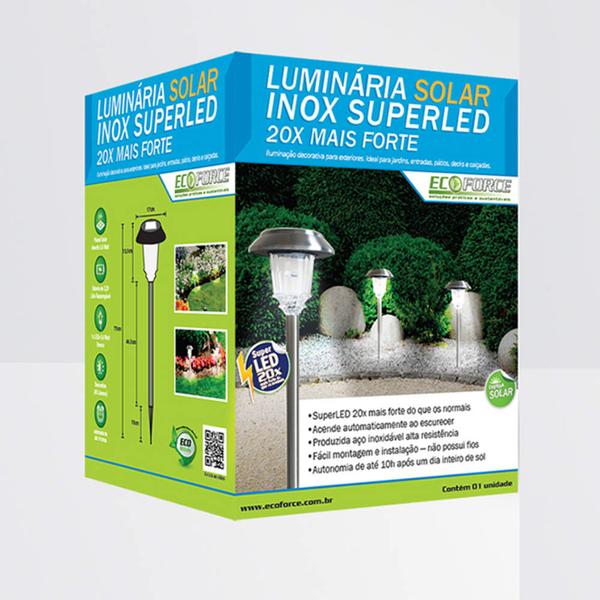 Luminária Solar Inox Ecoforce Super LED