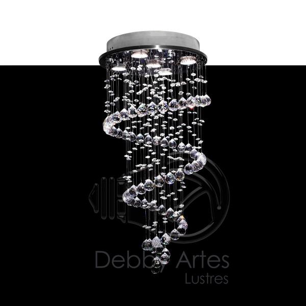 Lustre Espiral de Cristal Asfour - Base 35 Cm - 80 Cm - Debby Artes - Lustres Debby Artes