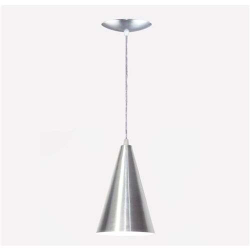Luminária Pendente Cone em Alumínio - Cor Alumínio Escovado