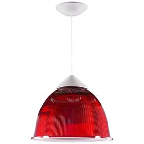 Lustre Prismático 12` Polegadas LED 20W Cabo - Bemplas Luminárias - 5555 - Vermelho e Branco