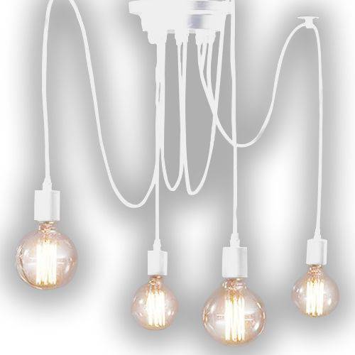 Lustre Thomas Edison com 4 Lâmpadas Pendente Branco
