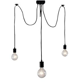 Lustre Thomas Edison com 3 Lâmpadas Pendente Preto