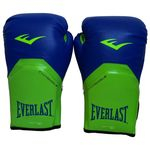 Luva Boxe Muay Thai 14 Oz Everlast Pro Style Azul Com Verde