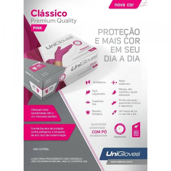 Luva de Látex para Procedimento não Cirúrgico Tamanho Xp com Pó Unigloves Cor Rosa Pink