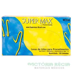 Luva de Procedimento Latex Hospitalar C/Pó M C/100 SUPERMAX