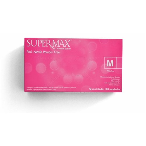 Luva de Procedimento Nitrilica Pink | Supermax (PP)