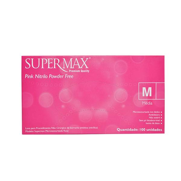 Luva Descartável Nitrílica Pink Supermax