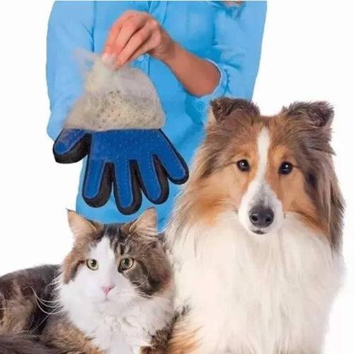 Luva Escova Mágica Tira Pelos dos Pets Cães e Gatos