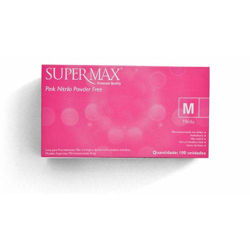 Luva Nitrílica de Procedimento Pink M 100un Supermax
