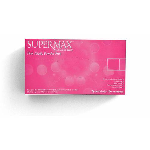 Luva Nitrílica de Procedimento Pink P 100un Supermax