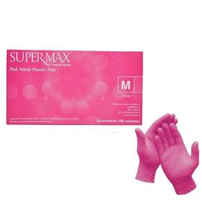Luva Nítrilica Supermax Sem Pó - Rosa - Extra Pequeno