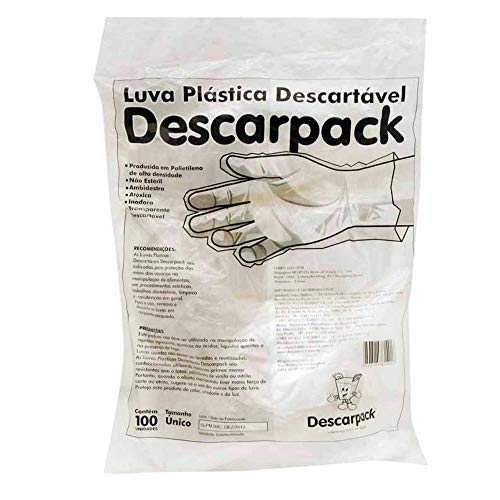 Luva Plastica Descartavel / 100un / Descarpack