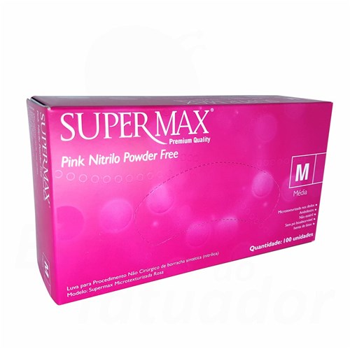 Luva Procedimento Nitrílica Rosa Pink Sem Talco C/100 Supermax