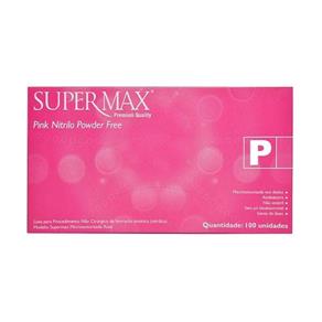 Luva de Nitrilo Rosa Pink Supermax XP 100 Unidades