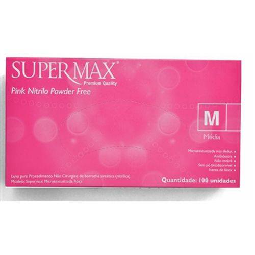 Luva Procedimento Nitrilica Supermax Pink 100 Un