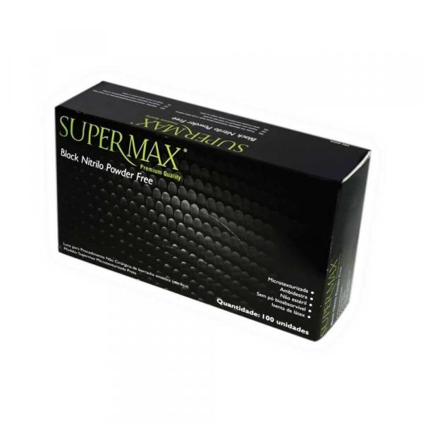 Luva Procedimento Supermax Nitrílica Black não Estéril 100 Un