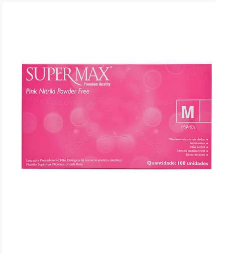 Luva Supermax Nitr. Pink M