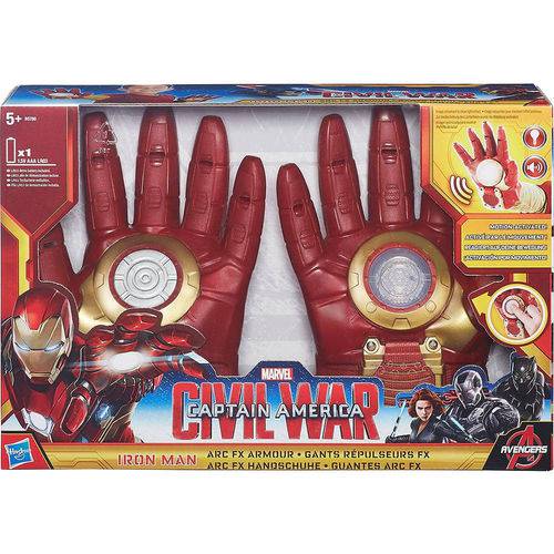 Luvas com Efeitos Sonoros Marvel - Capitão América Guerra Civil - Homem de Ferro - Hasbro B5780