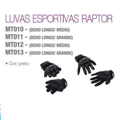 Luvas Esportivas com Protetor Raptor Dedo Longo/Grande MT011-Multilaser